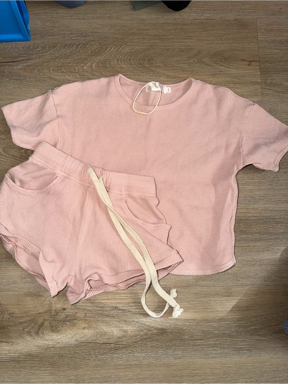 AZIEL & LUCA Waffle Knit Top in Dusty Pink